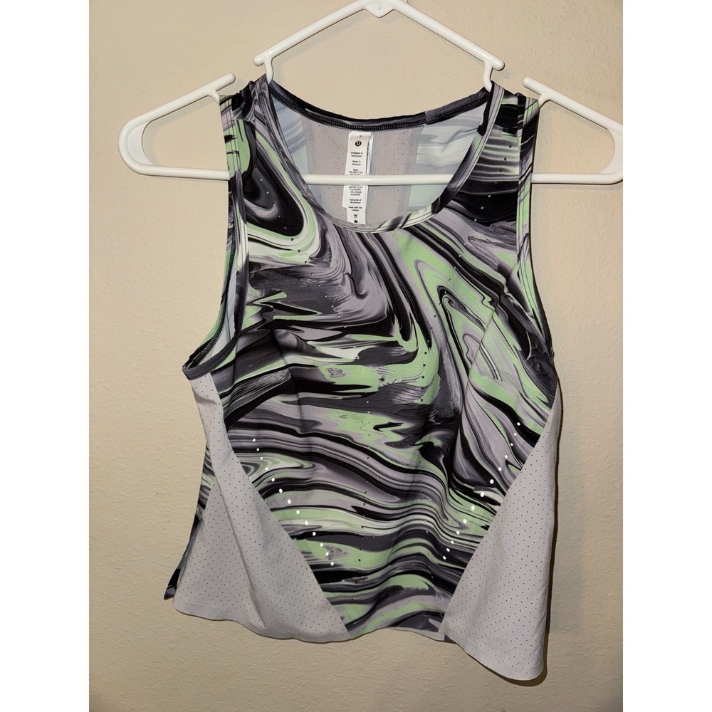 Lululemon‎ Swift Ventilated Running Tank Top Paint Glide Warped Multi Women 2